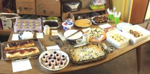 Table with prepared food items