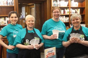 Library staff members helped sell raffle tickets before the event.