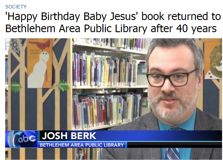 “Happy Birthday Baby Jesus” Overdue Book Returned to Bethlehem